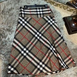 Elegant Plaid Midi Skirt - Black, Brown, Red